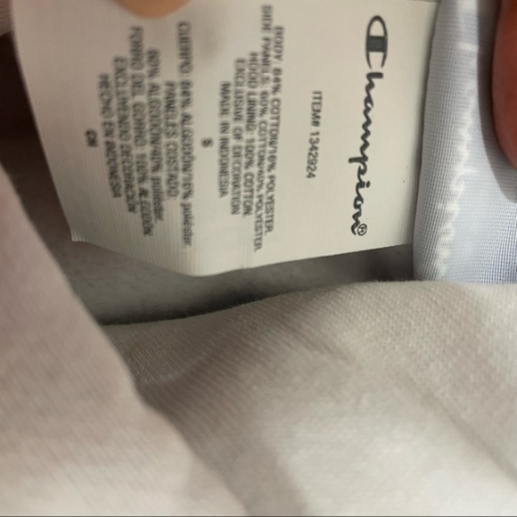 Champion Reverse Weave Hoodie: White Small S Sweatshirt Long Sleeve Pocket Mint - Picture 12 of 13